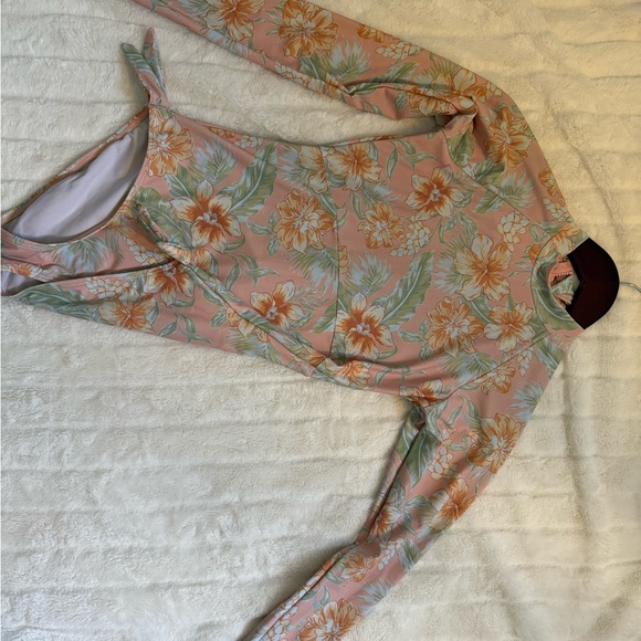 Rip Curl Pink Floral Kids One Piece Bodysuit - Picture 2 of 2